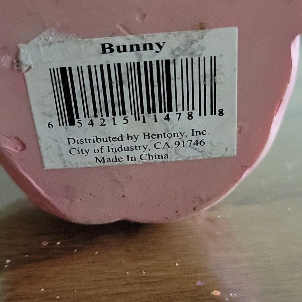 Hand Painted Bunny Figurine Pink Overalls Basket Pastel Eggs Approx 5.5" - Picture 9 of 11